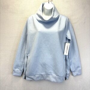 NWT The Sweatshirt Project Cowl‎ Neck Shirt Womens M Medium Light Blue Zip NEW